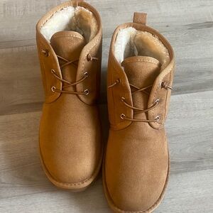 Tan Suede Ankle Boots with Fur Lining